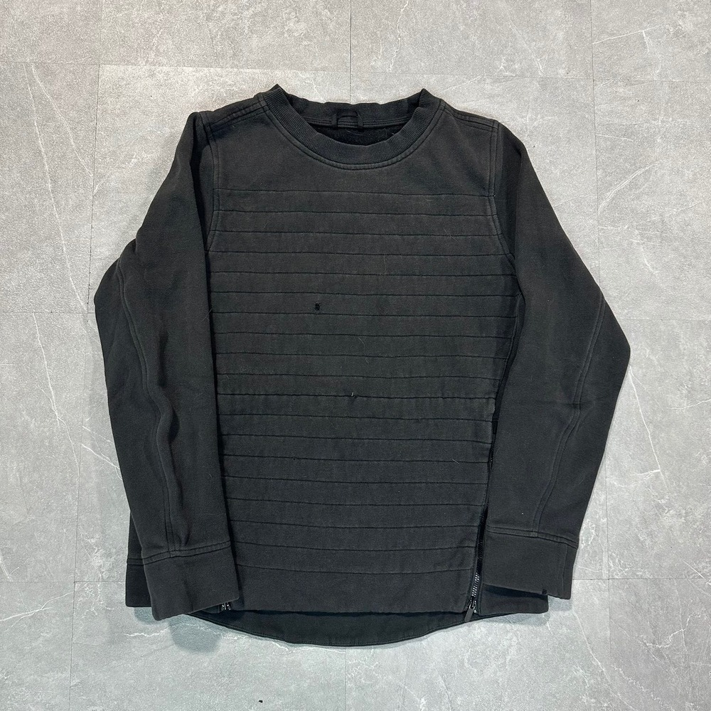 Black Quilted Front Side Zip Lululemon Crewneck Sweatshirt Pullover Long Sleeve